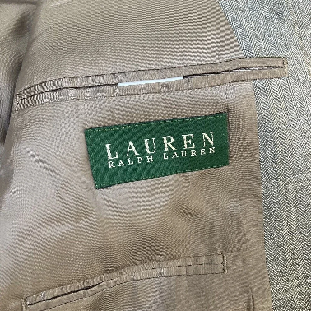 Lauren Ralph Lauren Mens 40L Sport Blazer Jacket Wool/Silk Blend Check Brown
